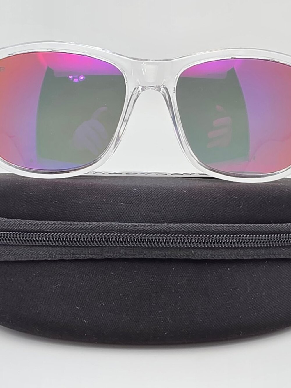 Shady Rays Classic Ice Clear Frame Polarized Lagoon Purple Mirror Sunglasses